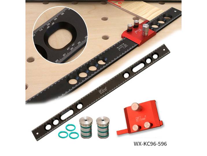 1 ensemble de supports de fixation auxiliaires pour table de travail en bois, règle de positionnement pour accessoire d'établi MFT pour trous de 20 mm