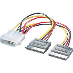 ROLINE Y-Adapterkabel 4 pol. HDD / 2x SATA, 0,12 m 11.03.1050
