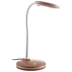 LED Tischleuchte Holzoptik Schreibtischlampe Touch dimmbar Nachttischleuchte Schwanenhals, 3,5W 300Lm warmweiß, DxH 13,2x32 cm