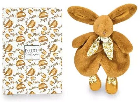 Lapin DOUDOU : Doudou lapin Jaune moutarde 29 cm - Doudou et Compagnie