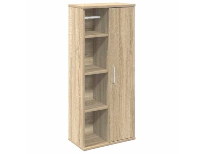 POUFGDR Badezimmermöbel mit Rollenhalter, Eiche Sonoma Feuchtigkeitsbeständiges Holz, linke oder rechte Tür, offene und geschlossene Fächer, Wandbefestigung inklusive