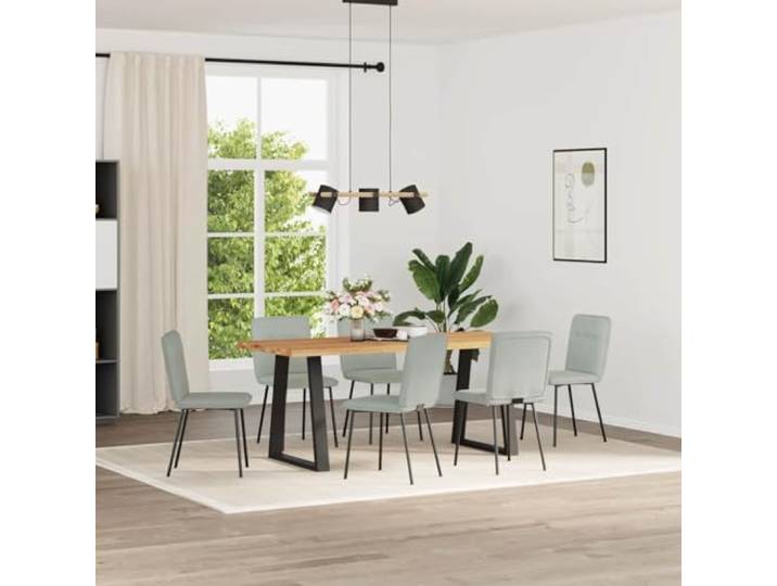 HGPOTUY Esszimmerstühle 6 STK. Hellgrau Samt Metall-Holz-Gestell, Dicke Schaumstoffpolsterung, Vielseitig für Esszimmer, Wohnzimmer, Gästezimmer