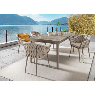 Garten-Essgruppe DESTINY "MOLINO IMOLA 4 Se + Ausziehtisch 165/ 215x100cm, taupe", grau (taupe), Polyester, Aluminium, Sitzmöbel-Sets, Aluminium, Rope, Polywood, Topseller
