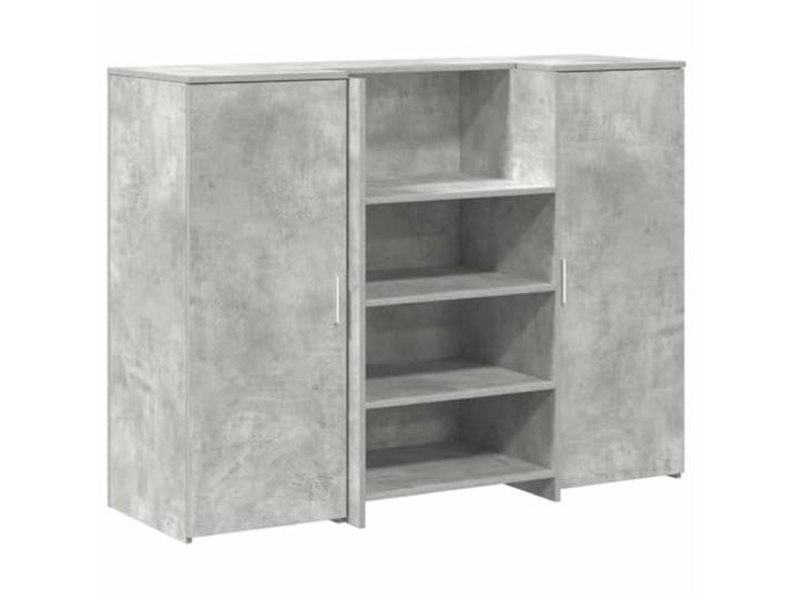 GKHPYURE Reception Theke Zementgrau 135 x 50 x 103,5 cm Spanplatte Integrierte Theke, Schrank, Wandbefestigung im Lieferumfang enthalten, Montage erforderlich, professionelle Verwendung