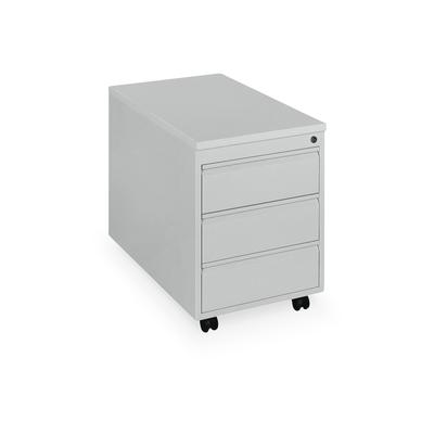 CEHA Büro- und Rollcontainer 790 mm Tiefe aus Stahl mit 3 Schüben in lichtgrau und Holztop in Dekor grau