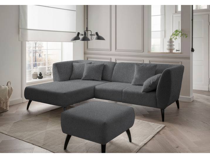 Ecksofa, Microfaser, Anthrazit 264×160 cm, Rückenführung, Klassisch, Inosign
