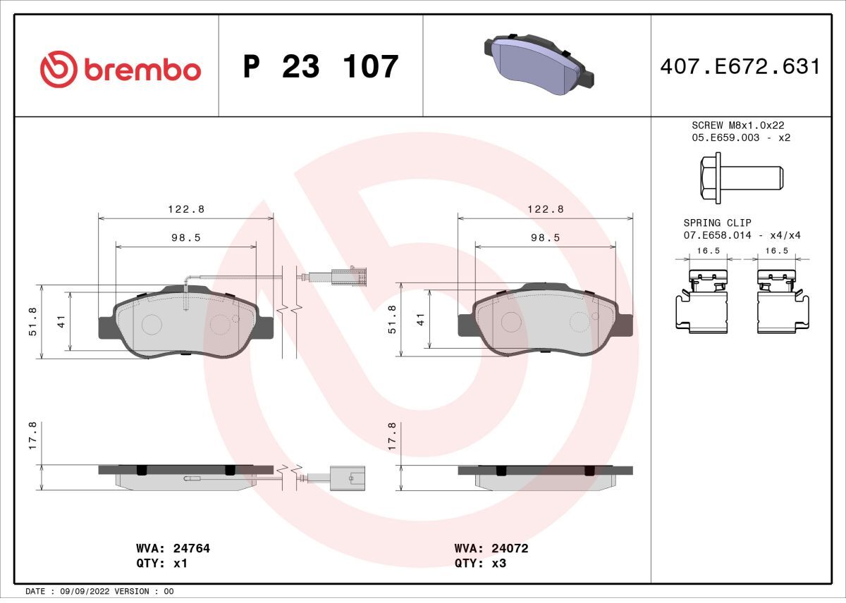 Brembo Set di pastiglie freno P 23 107