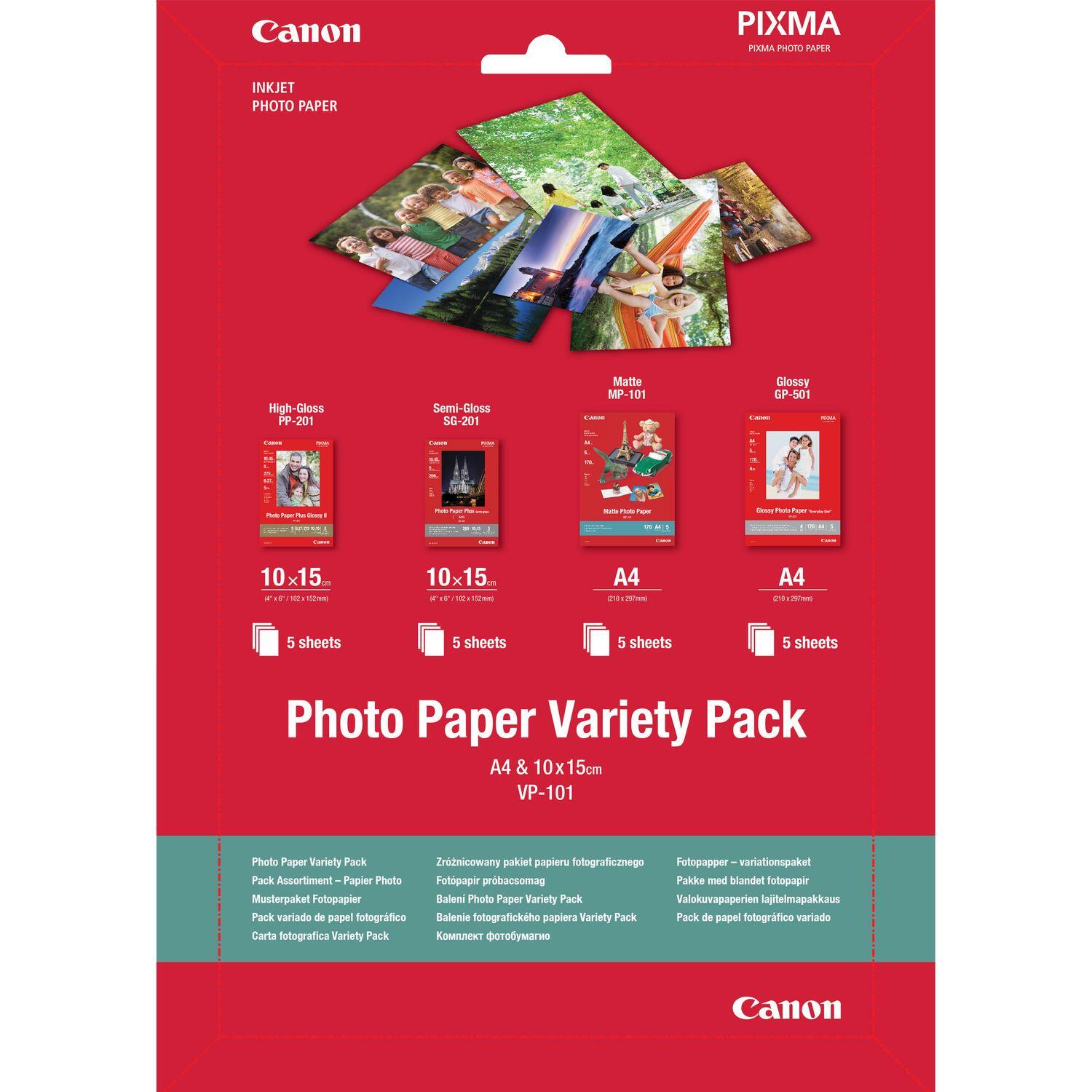 Canon VP-101 Fotopapier Musterpaket Postkarte & A4 - 20 Blatt 0775B079