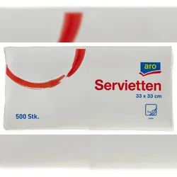 aro Zelltuch-Servietten, 33 x 33 cm, 1-lagig, weiß, 500 Stück