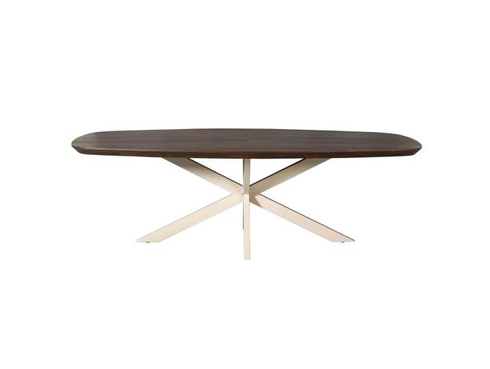 Table à manger brune pied blanc 200 cm