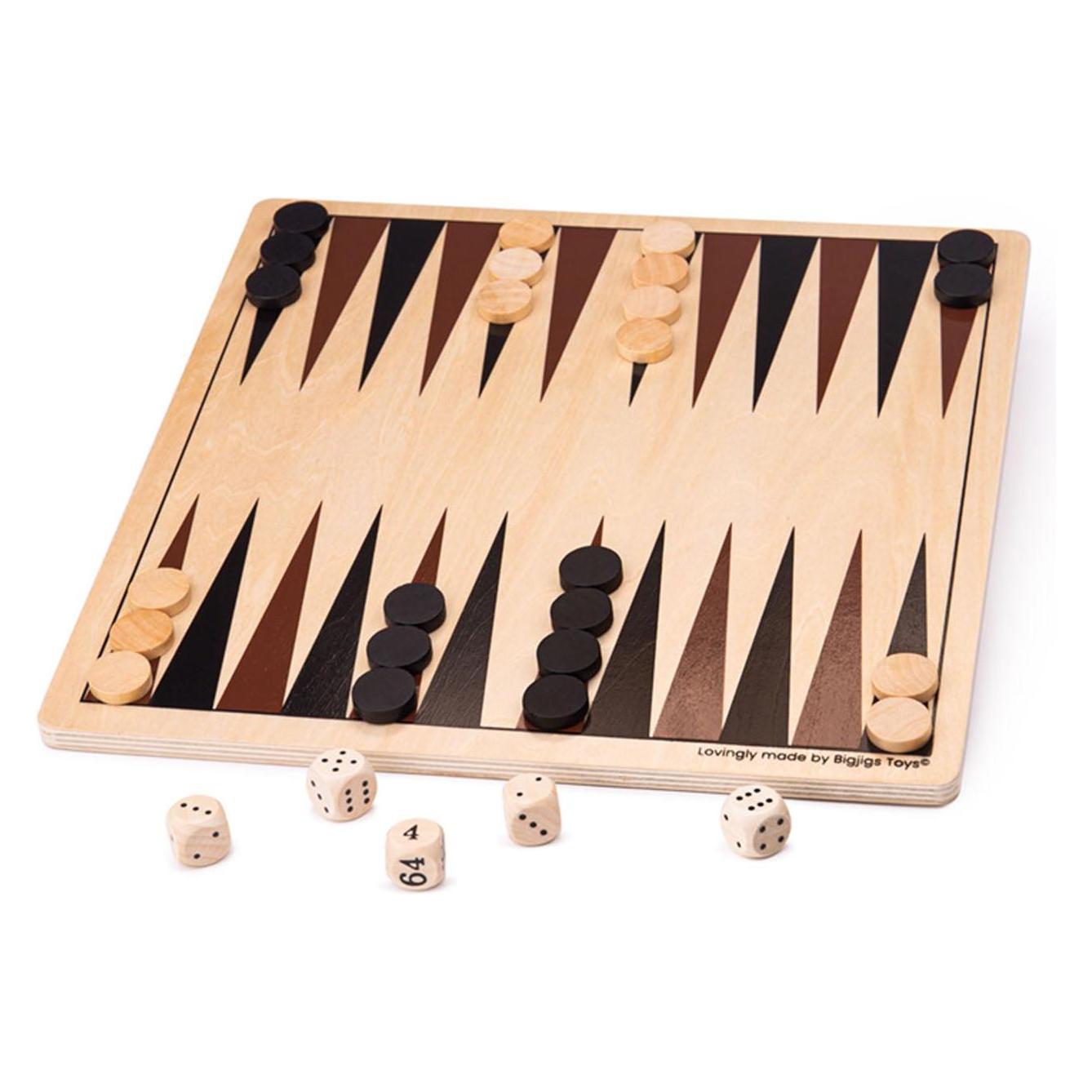 Bigjigs Backgammon Brettspiel aus Holz (2 Spieler) (BJ34008)