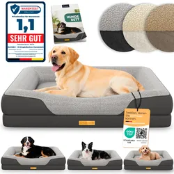 ELONEO Orthopädisches Hundebett, Grau - Größe L