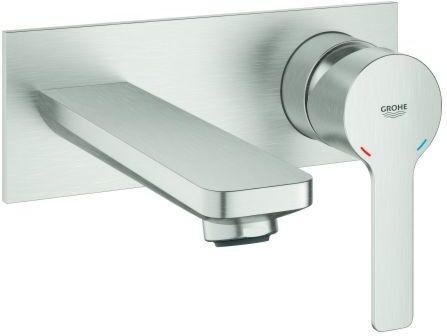 Grohe Lineare Waschtischarmatur 19409DC1 supersteel, 2-Loch-Wandarmatur, 149mm Ausladung