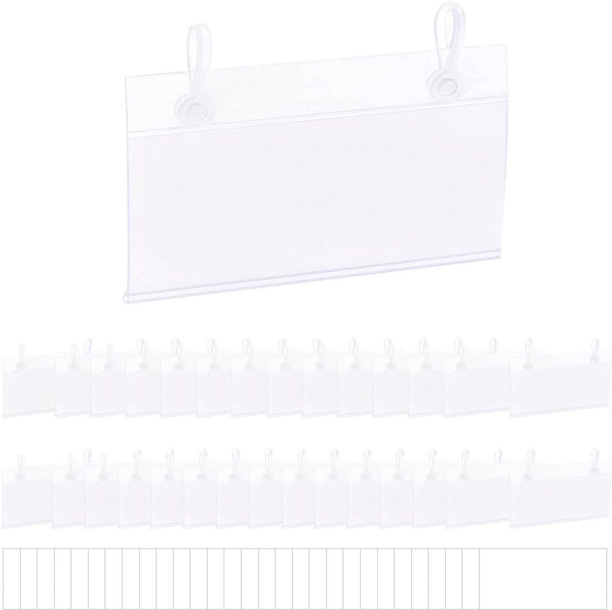 Set van 30 transparante prijskaarthouders van PVC voor winkelpresentatie, 10 x 5,5 cm