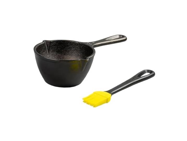 Lodge LMPB21PLT Marmite en fonte avec brosse en silicone Noir