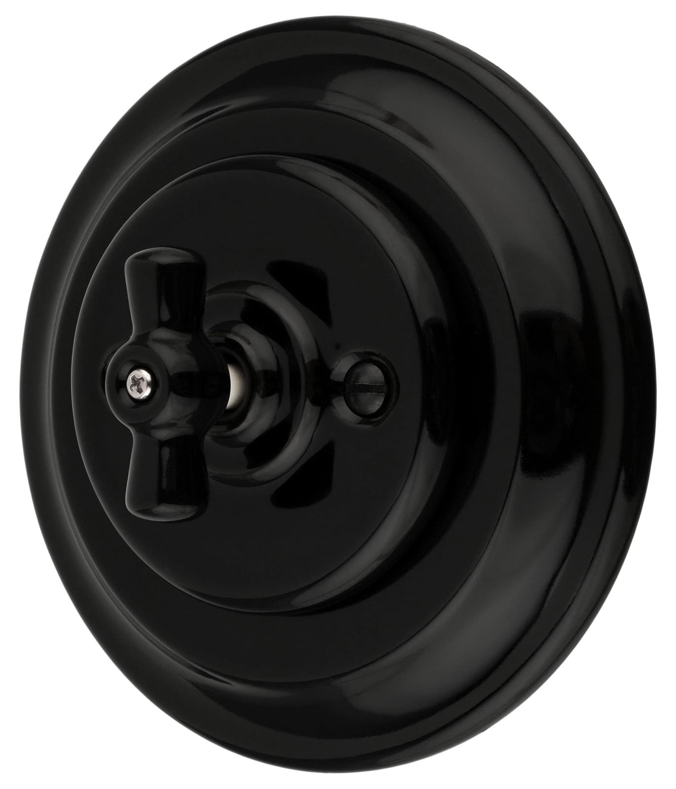 Dripio Porseleinen draaiknopschakelaar PR1, zwart, diameter: 10 cm, 250 V, 10 A