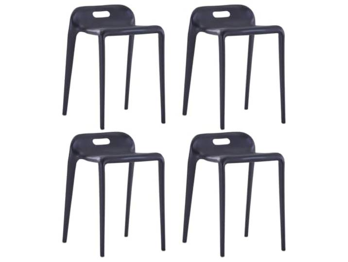 Makastle Stapelbare Hocker 4 STK. Schwarz Kunststoff