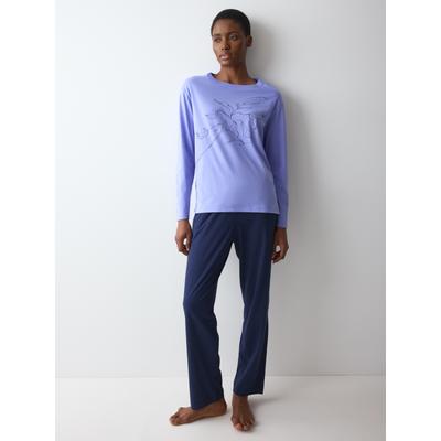 Schlafanzug TRIUMPH "Sets Good PK LSL 08", Damen, Gr. 46, blau (blau, light combination), Jersey, Obermaterial: 100% Baumwolle, Homewear-Sets Schlafanzug, weich und atmungsaktiv