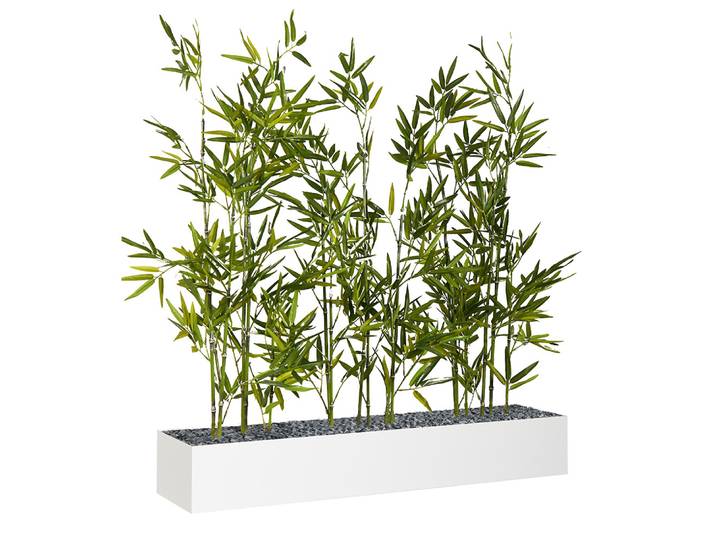 Jardinière artificielle basse - Composition florale en bambous - L 80 cm - Blanc