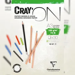 Clairefontaine 2x Cray'ON, geleimter Block A3, 30 Blatt 160g - 975028C