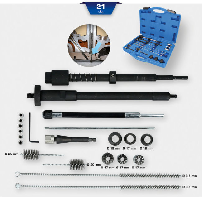 Brilliant Tools Kit de nettoyage pour logement et gaine d’injecteur, 21 pcs (BT551300)