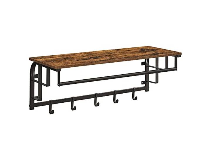 VASAGLE Wandgarderobe mit Ablage, Wandregal mit abnehmbaren Haken