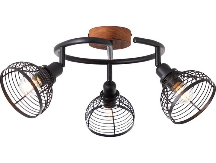 Brilliant Avia - Plafondspot - E14 max 3x40W - Zwart/Hout
