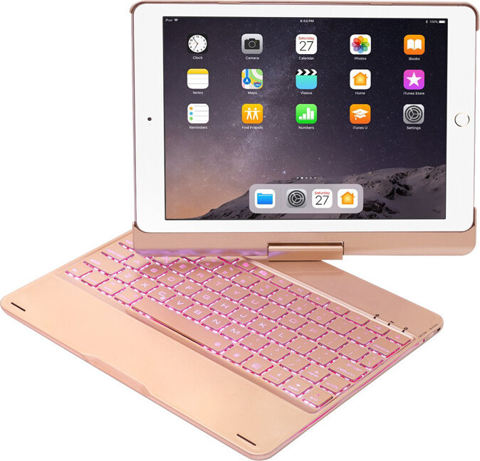 HOPE R Draadloze Bluetooth-tastatuurhoes voor iPad Air, iPad Air 2, iPad Pro 9.7 en iPad 9.7 (2017, 2018), QWERTY, goud