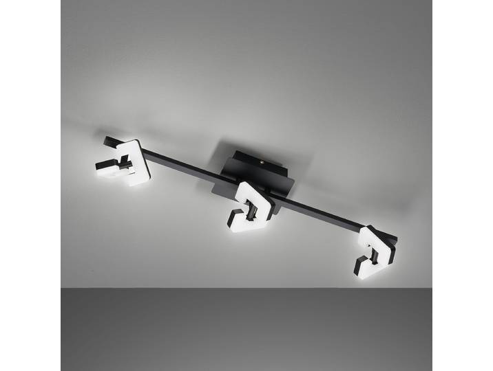 Plafonnier LED 60 x 10 x 13cm Noir 3 Fer verni Plexiglas Module LED