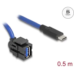 DeLOCK Keystone Modul USB 5 Gbps A Buchse zu USB Type-C Stecker mit Kabel