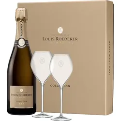 Champagner Louis Roederer - Collection 247 - Mit Etui 2 Champagnergläser - 0.75L