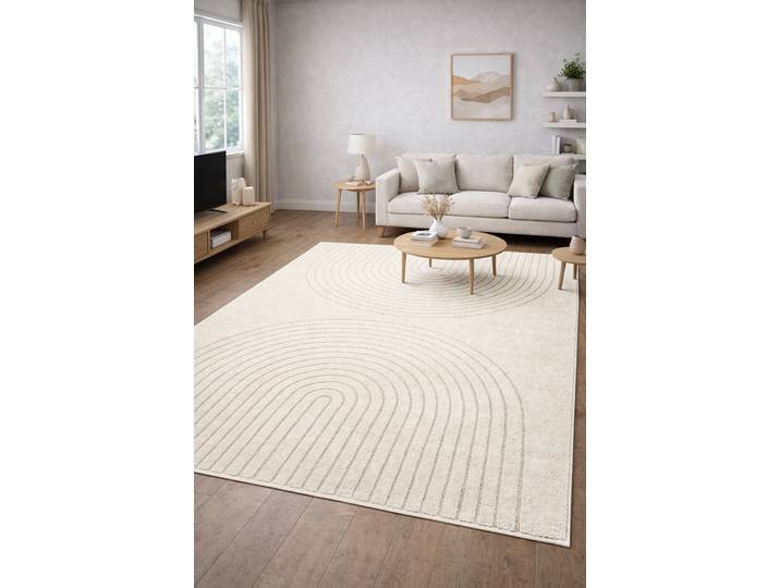 Teppich MERINOS Eclipse , beige (creme), B:120cm H:14mm L:160cm, Polypropylen, Teppiche, Teppich, moderner Wohnzimmer Teppich, geometrisches Design