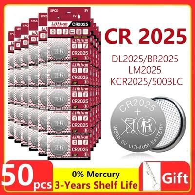 Uplifted Goods CR2025 3V Lithium Coin Cell Batteries For Watches And Electronics 50pcs