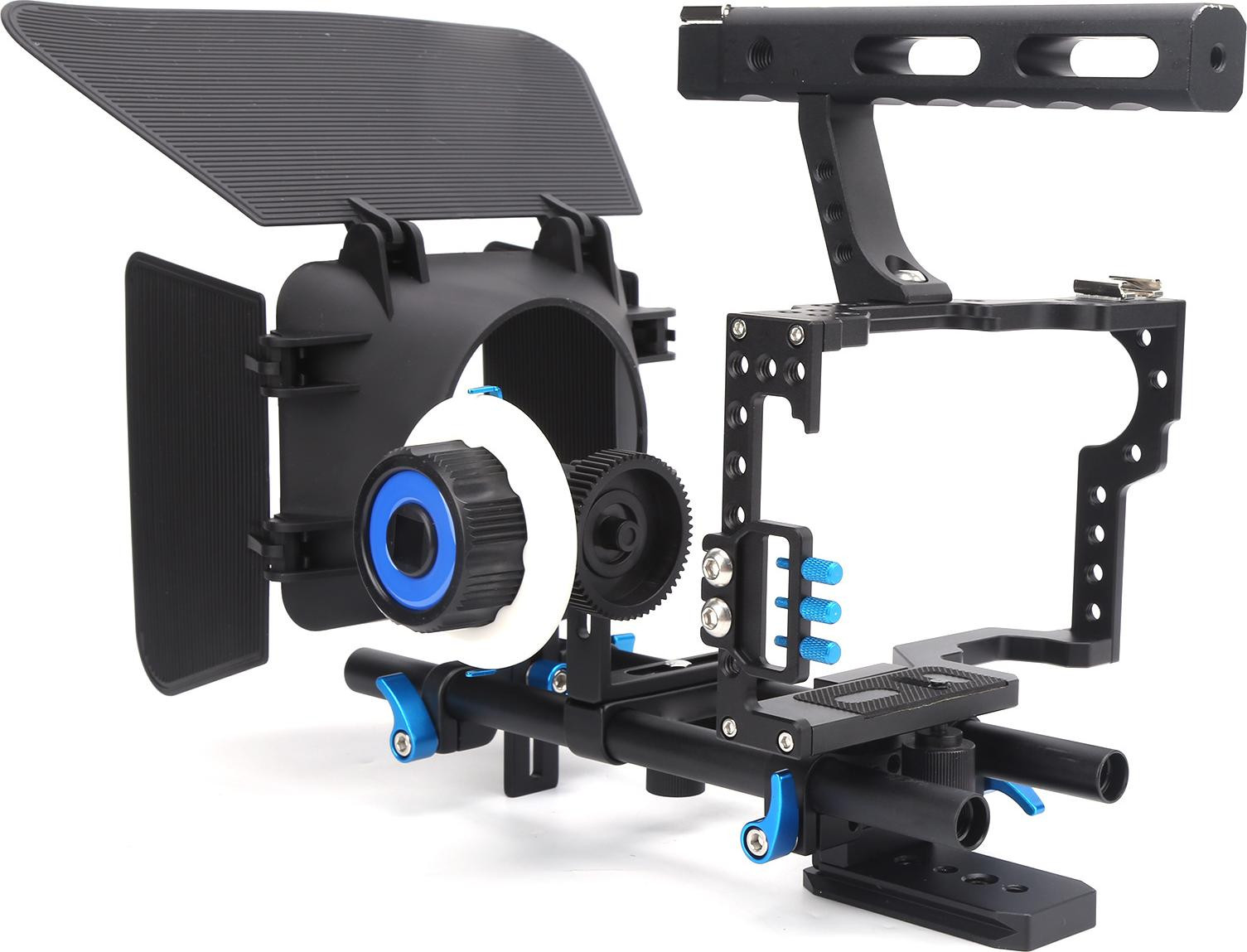 Yelangu SLR-camera kooi met follow focus, matte box en beschermkap voor GH4-camera's