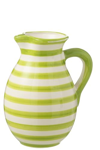 J-Line kruik Granada Stripes keramiek wit/groen large