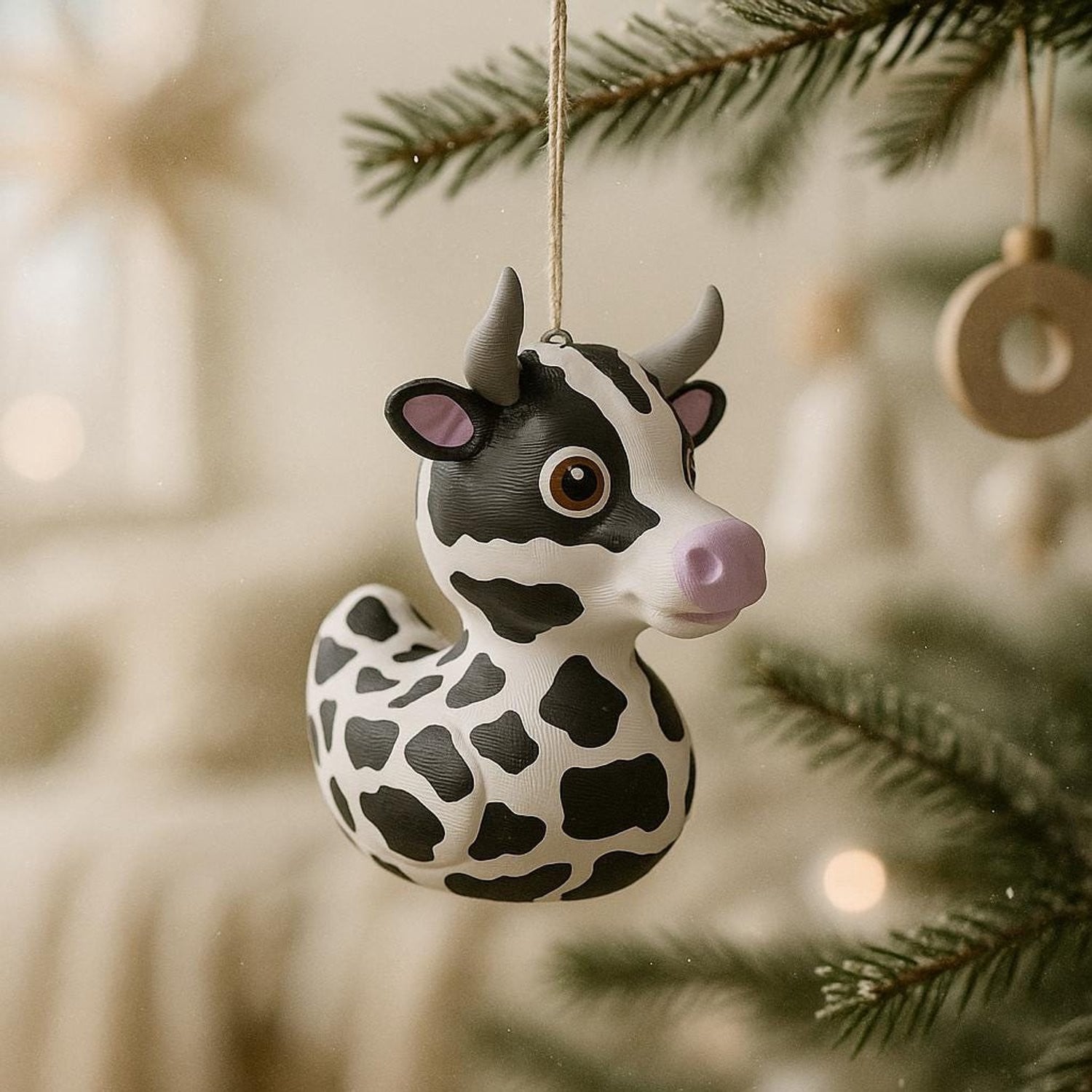 TheDuckSpecialist Kleine Cow Eend 3D-geprint Boerderij Beeldje voor op tafel