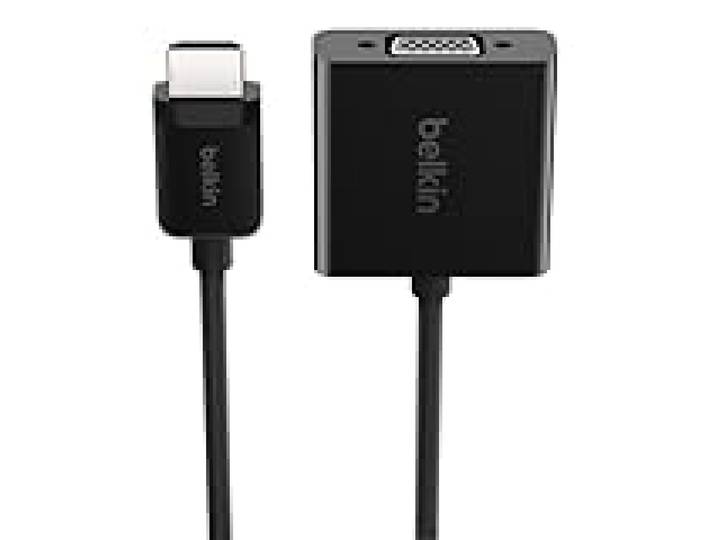 Belkin Adaptateur HDMI (Mâle) vers VGA (Femelle) avec Alimentation Micro-USB et Prise en Charge Audio 3,5 mm (Compatible 1080p Full HD et Apple TV) - Noir