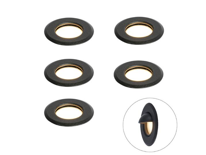 Ensemble de 5 spots encastrables modernes noirs avec LED IP67 -