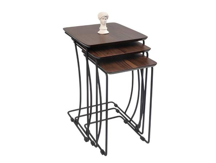 Xlmoebel Beistelltisch Einfache Tische mit Metallbeinen und sanften Rundungen (3-teilig, 3-St., Maße Beistelltisch 1, Maße Beistelltisch 2, Maße Beistelltisch 3), Made in Europa