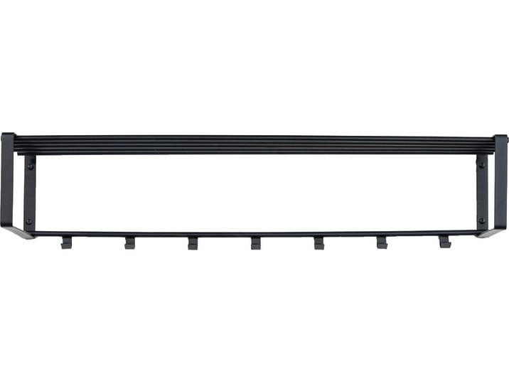 Garderobenleiste SPINDER DESIGN REX , schwarz, B:100cm H:19cm T:29cm, Stahl, Garderobenhalter, Garderobenleiste, Wandgarderobe aus Stahl mit Hutablage und 5 bzw. 7 Haken