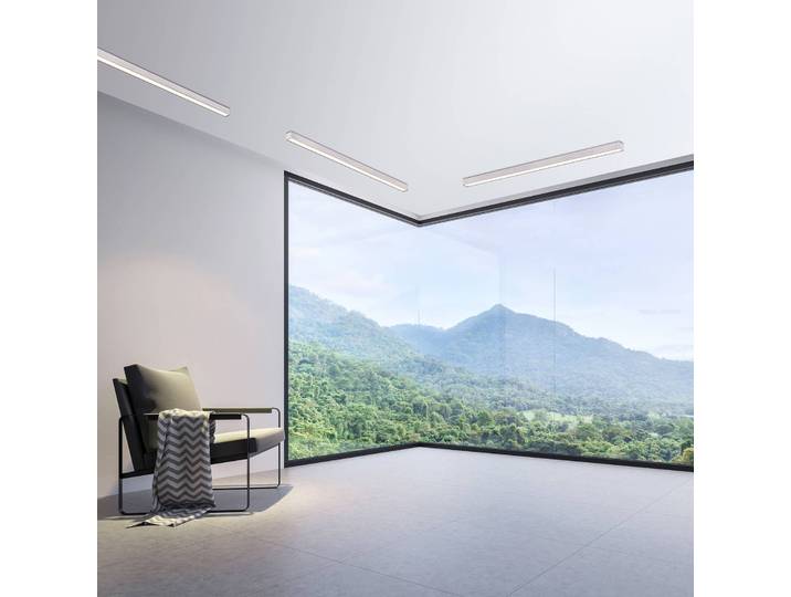 PURE LED Deckenleuchte Lines Straight, dimmbar, alu / grau / zink, für Wohn- / Esszimmer, Aluminium, Modern