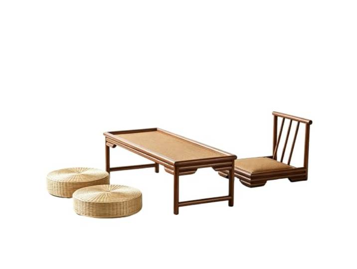 Couchtisch,Massivholz Teetisch,Beistelltisch,Bodentisch,Wohnzimmertisch ﻿Keine Montage erforderlich,Tischbeine aus Massivholz,für Boden Sitzen,Tatami-Tisch(G)