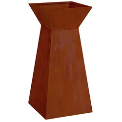 Helloshop26 - Zeitgenössischer Säulenpflanzkasten für den Außenbereich 35 x 35 x 73 cm aus silberpatinatiertem Stahl