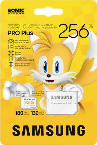 Samsung Sonic Edition - "Tails" microSDXC-Karte Retail 256GB A2 Application Performance Class, v30 Video Speed Class, UHS-I