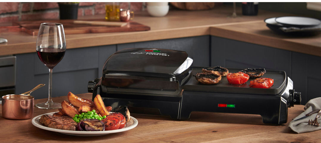 George Foreman 17.1cm Non Stick Electric Grill & Panini Press Black 17.1cm W X 20.8cm D