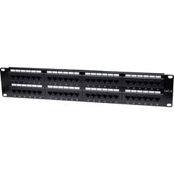 Intellinet 560283 48 Port Netzwerk-Patchpanel 483 mm (19) CAT 3, CAT 4, CAT 5, CAT 5e, CAT 6 2 HE Schwarz Unbestückt