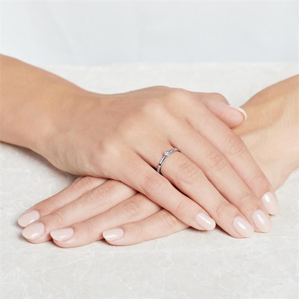 Brilladia Gravierbarer 585er Weißgoldring mit Diamant silber