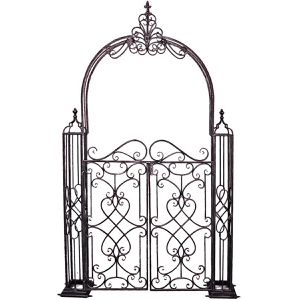 Garden-Pleasure Rosenbogen TOWADA, schwarz, mit Tür, aus Metall, freistehend, 150 x 245 x 24 cm