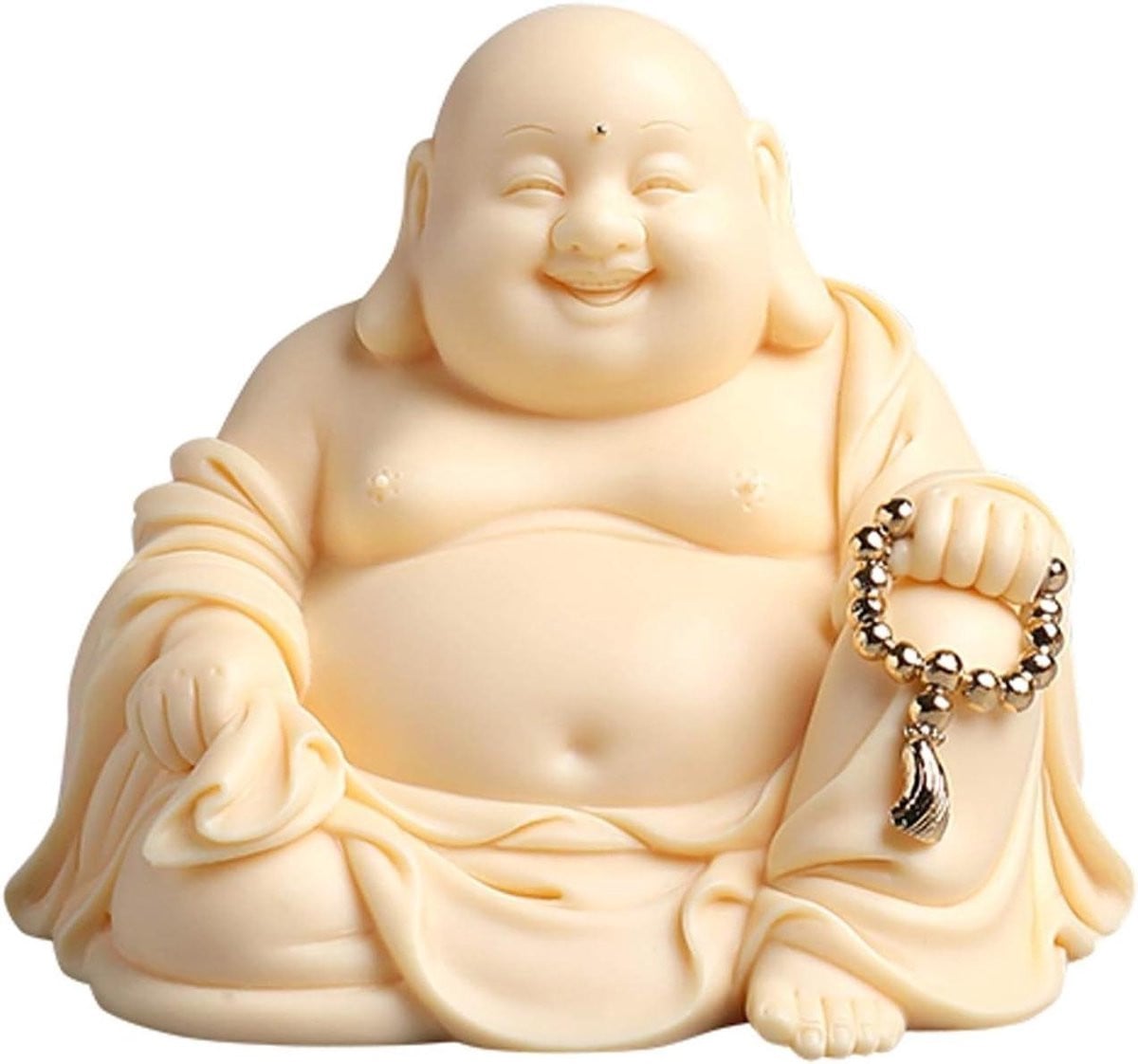 Wit Handgemaakt Keramisch Boeddhabeeld Sculptuur voor Zen Decoratie, Hoogte: 7,62 cm