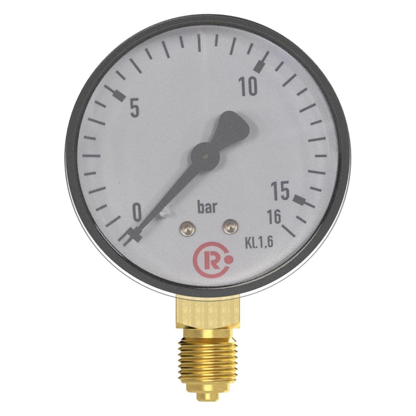 Riegler 101695-106-K Standardmanometer, Kunststoffgeh, G 1/4 unten, 0-10,0 bar, Ø 50, 1Stk (4047322012492)